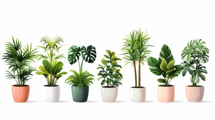 Obraz premium Collection of decorative houseplants isolated on white background