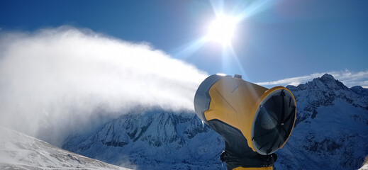 Snow cannon in operation