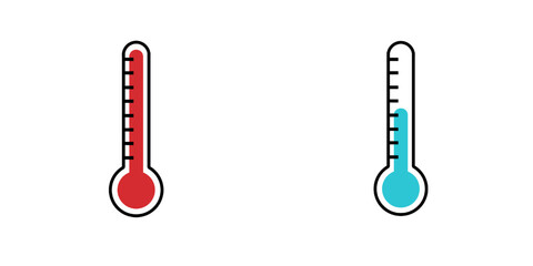 thermometer icon isolated on white and transparent background. temperature cold hot celsius measurement vector illustration. black, red and blue color icon