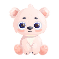 Cute polar bear baby. Cartoon animal character. Vector illustration. Kids collection. Polar Bear Day.