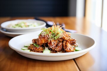Fototapeta premium korean fried chicken with spicy glaze