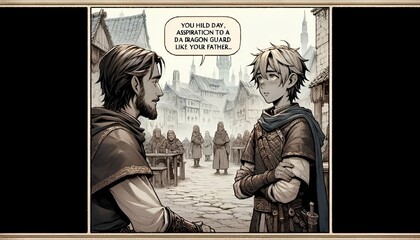 a cartoon picture of a man and a woman talking together