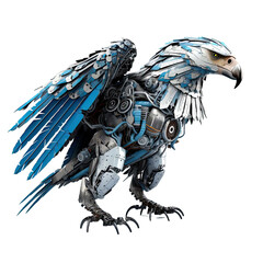 Robotic eagle as mechanical cyber animal isolated on a white background