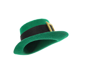 Green leprechaun hat isolated on white. Saint Patrick's Day accessory