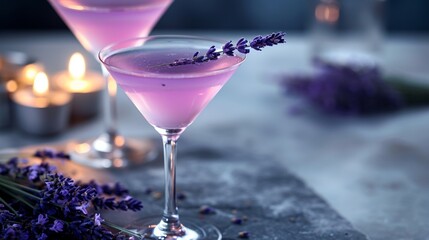 Lavender martini cocktail drink - 715448038