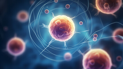 Obraz premium Cell background, virus cells, medical research background