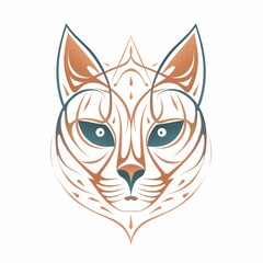 Fototapeta premium Angry cat head logo image white background