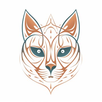Angry cat head logo image white background