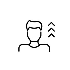 Professional skill growth. Job candidate career enhancement. Human resources hiring. Man user with arrows. Pixel perfect, editable stroke icon