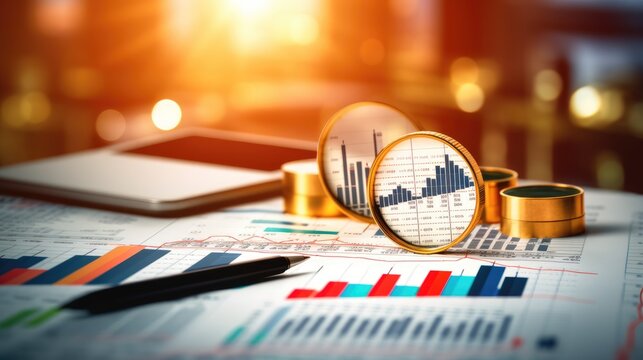 Financial analysis on business strategy, audit or financial specialists audits and analyze financial report and chart for investment concept