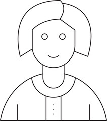 Girl Character Thin Line Icon
