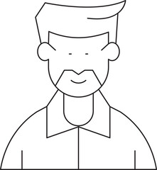 Beard Man Character Thin Line Icon