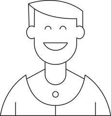 Boy Character Thin Line Icon