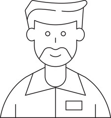 Beard Man Character Thin Line Icon