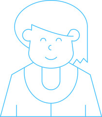 Girl Character Thin Line Icon
