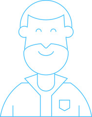 Beard Man Character Thin Line Icon