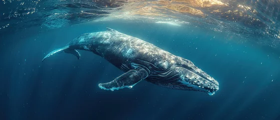 Foto op Aluminium wallpaper of a whale under water, © Uwe