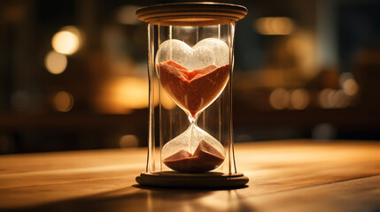 Sand watch in shape of heart 3d.