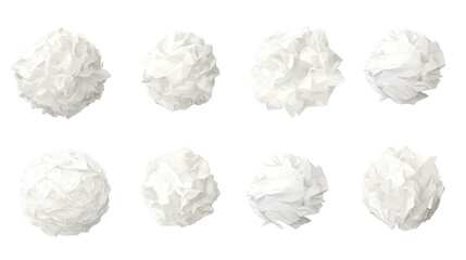 Obraz premium Set of crumbled paper balls isolated on transparent or white background