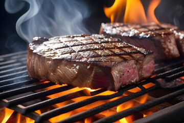 grilled meat on the grill. 