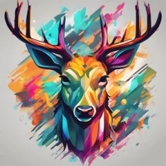 Cercles muraux Papillons en grunge Vibrant colors in a dynamic deer icon for energy