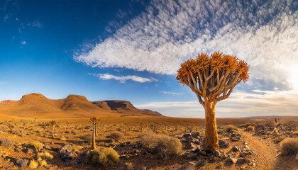 desert landscape with with quiver trees aloe dichotoma northern cape south africa - obrazy, fototapety, plakaty
