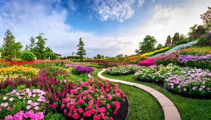 Fotobehang landscaped flower garden © Claudio