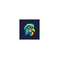 cute parrot design logo
