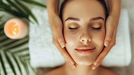 Woman Receiving Facial Massage Treatment in a Spa