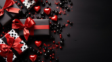 gift box with red ribbon on bright red background