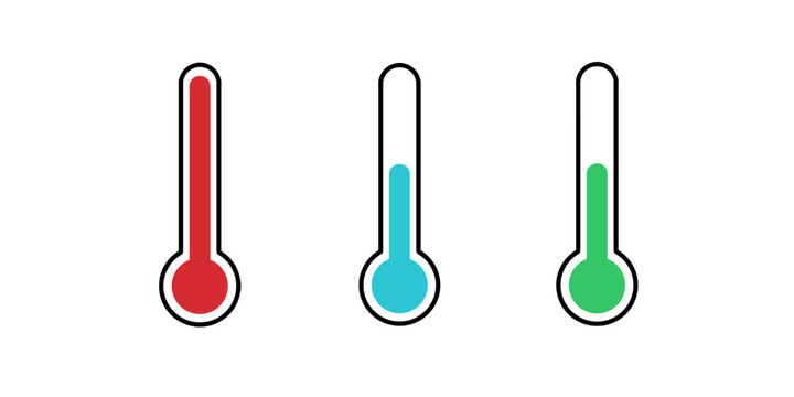 thermometer icon isolated on white and transparent background. temperature cold hot celsius measurement vector illustration. black, red and blue color icon minimalism flat style