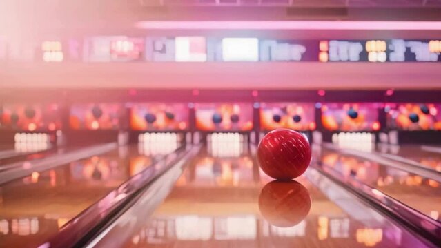 red bowling ball and pins