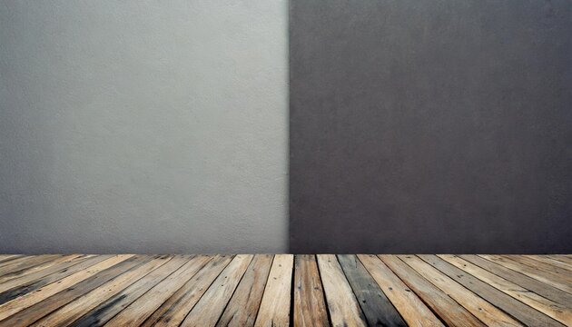 light and dark gray wall and brown wooden floor decoration for textured background