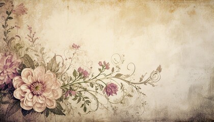vintage background with floral ornament with copy space