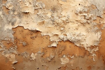 Terracotta Wall Texture Background. Macro Closeup of Vintage Clay Plaster in Auburn Brown Colors with Shabby Grunge Surface Design.