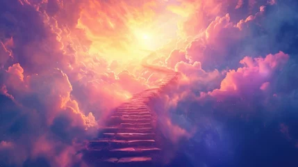 Foto op Canvas Surreal Path to Heaven: Majestic Interpretation of Faith and Religion © AIGen