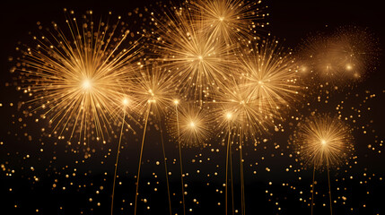 Naklejka premium Beautiful fireworks background at night for holiday decoration