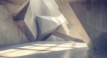 Sunlit Origami: Abstract Architecture in Concrete Exhibition Hall