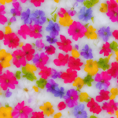 Flowers and ice. Abstract seamless pattern. AI generated.