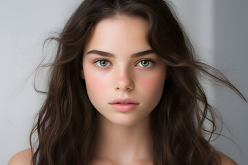 Fototapeta premium Portrait of pretty brunette teenage girl