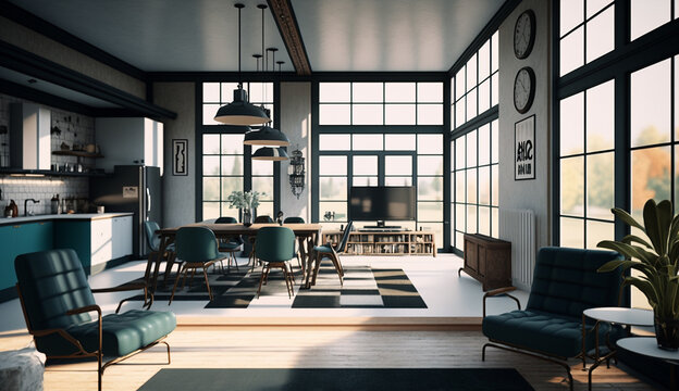 Bauhaus living room house style interior design image