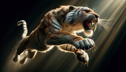 Ancient Tiger with Menacing Fangs