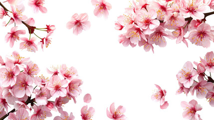 Dreamy cherry blossoms as a natural border, isolated on transparent background - Powered by Adobe