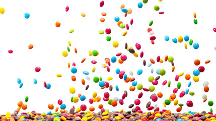 colorful sweet candy floating on the transparent background