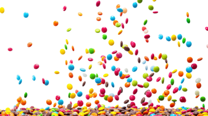 colorful sweet candy floating on the transparent background