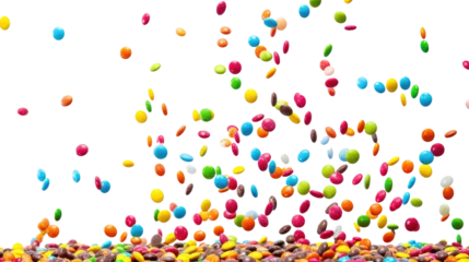 Poster colorful sweet candy floating on the transparent background © YauheniyaA