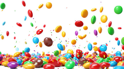 colorful sweet candy floating on the transparent background