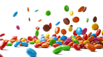 colorful sweet candy floating on the transparent background