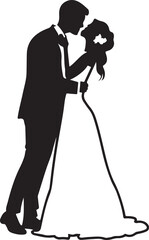 Romantic couple silhouette Illustrator line art design vector