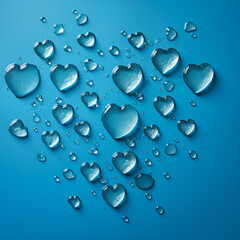 water heart on blue background